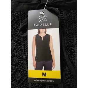 NEW Boho Black Sleeveless Tank Tunic w/ Lace Insert Tie 100% Cotton MED NWT